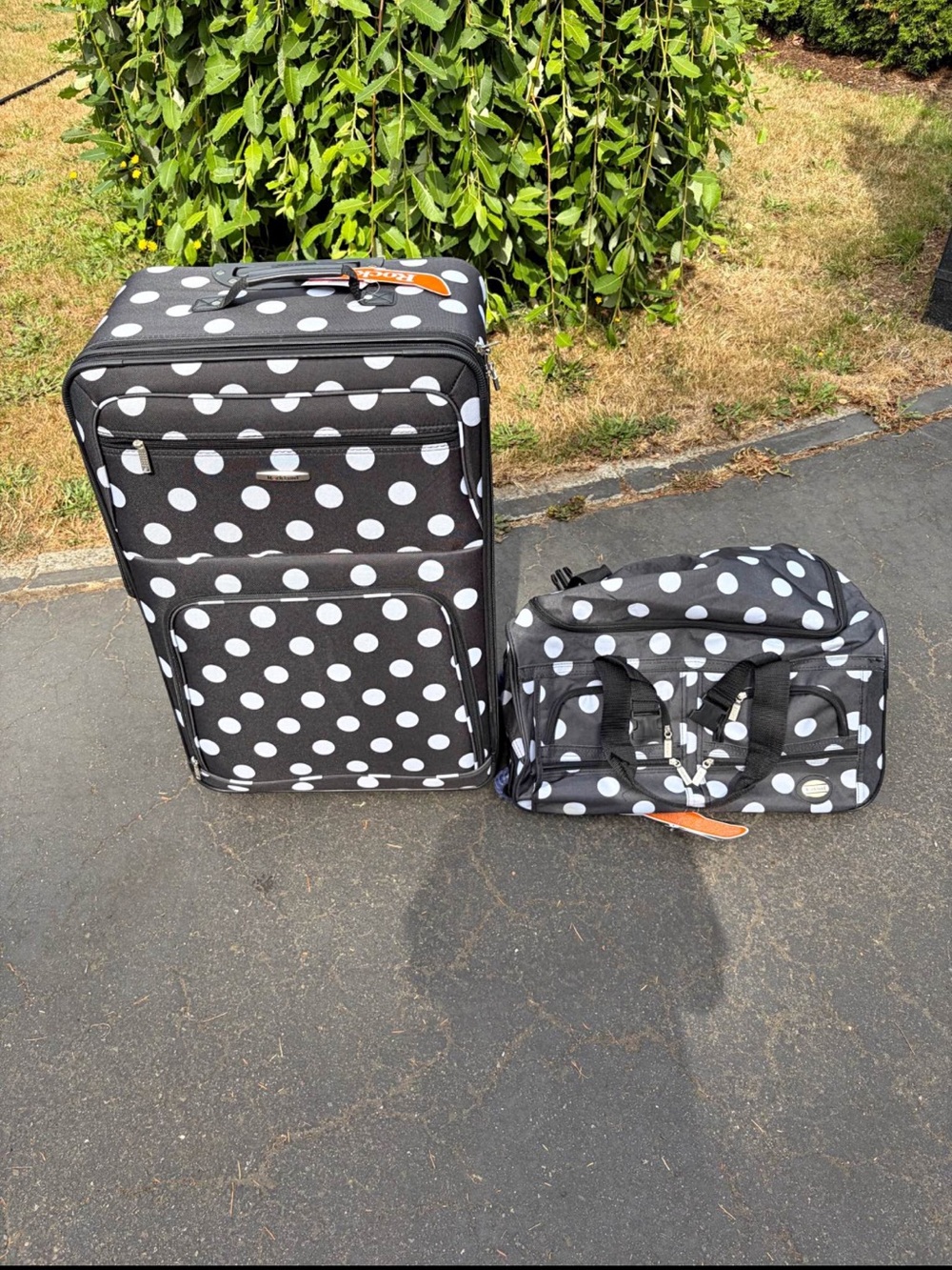 rockland polka dot suitcase luggage set